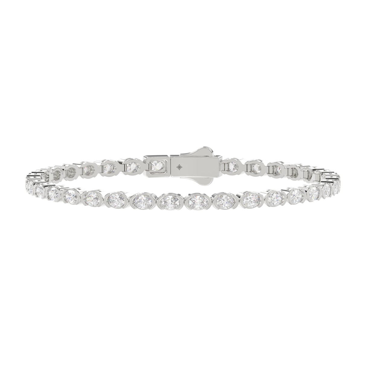 LADIES BRACELET 5.00CT OVAL DIAMOND 14K WHITE GOLD...