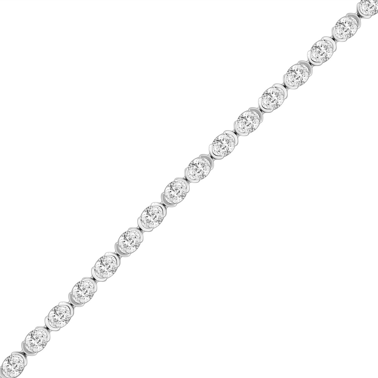 LADIES BRACELET 5.00CT OVAL DIAMOND 14K WHITE GOLD 