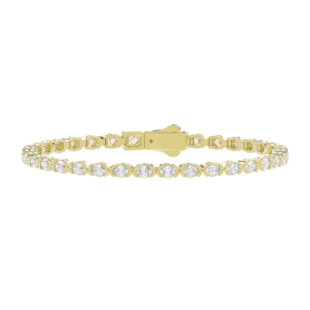 LADIES BRACELET 5.00CT OVAL DIAMOND 14K YELLOW GOL...