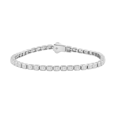 LADIES BRACELET 5.00CT EMERALD DIAMOND 14K WHITE GOLD 