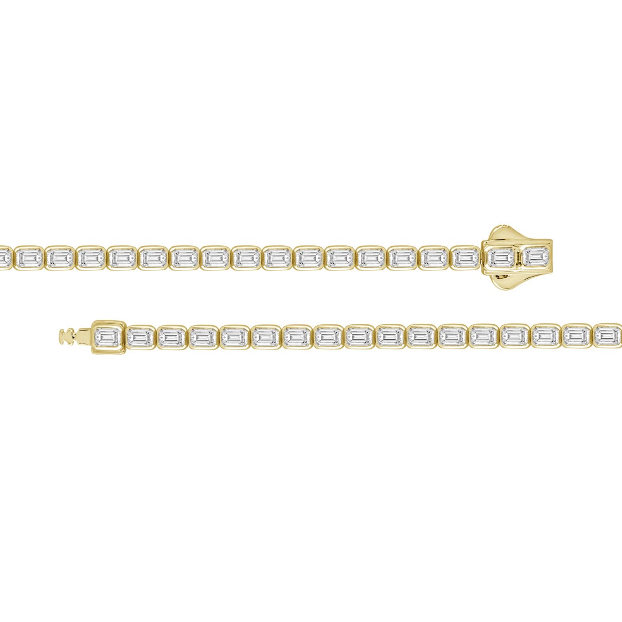 LADIES BRACELET 5.00CT EMERALD DIAMOND 14K YELLOW GOLD 