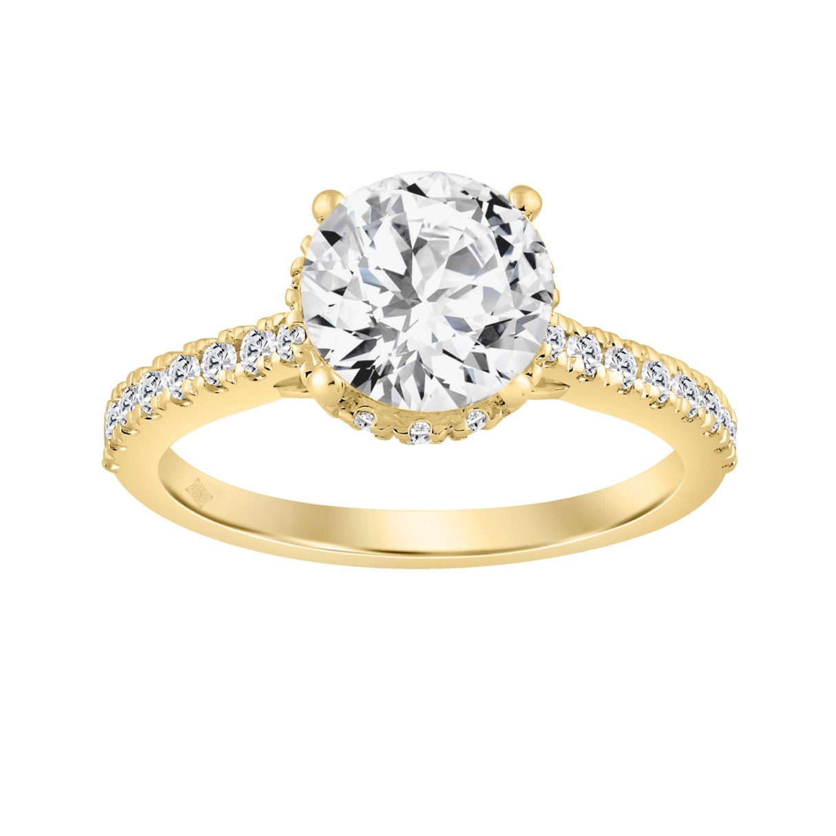14K YELLOW GOLD 2 1/2CT ROUND DIAMOND LADIES RING (CENTER STONE ROUND DIAMOND 2.00CT)