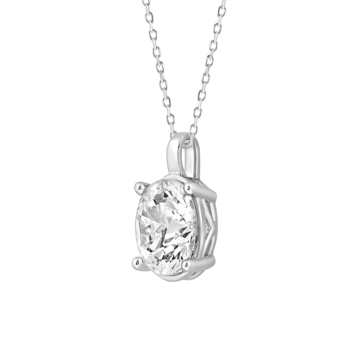 LADIES SOLITAIRE PENDANT 2CT OVAL DIAMOND 14K WHITE GOLD