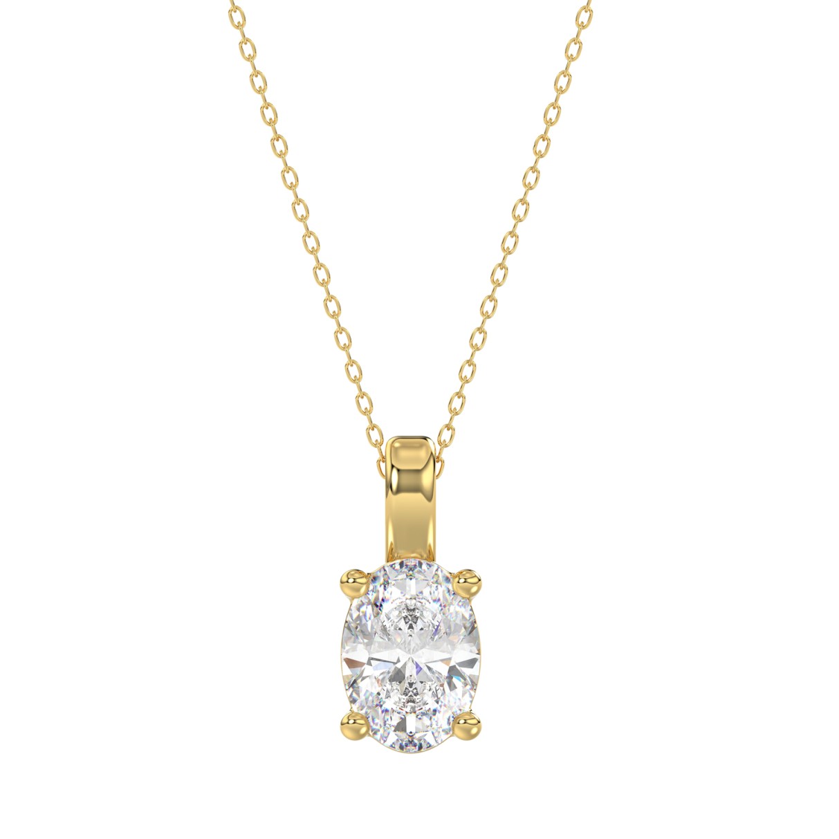 LADIES SOLITAIRE PENDANT 2CT OVAL DIAMOND 14K YELLOW GOLD