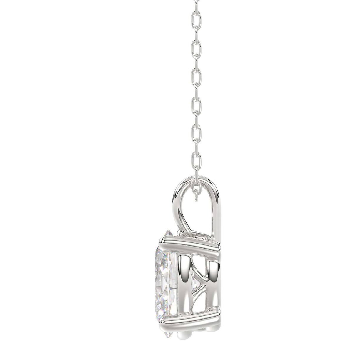 LADIES SOLITAIRE PENDANT 3CT OVAL DIAMOND 14K WHITE GOLD