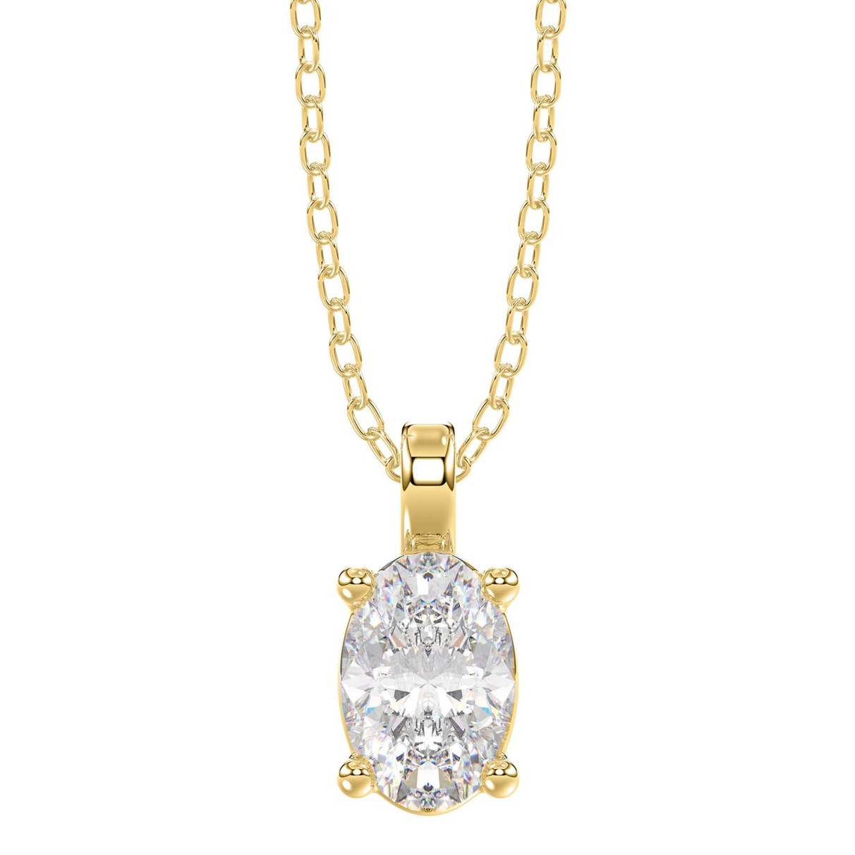 LADIES SOLITAIRE PENDANT 3CT OVAL DIAMOND 14K YELL...