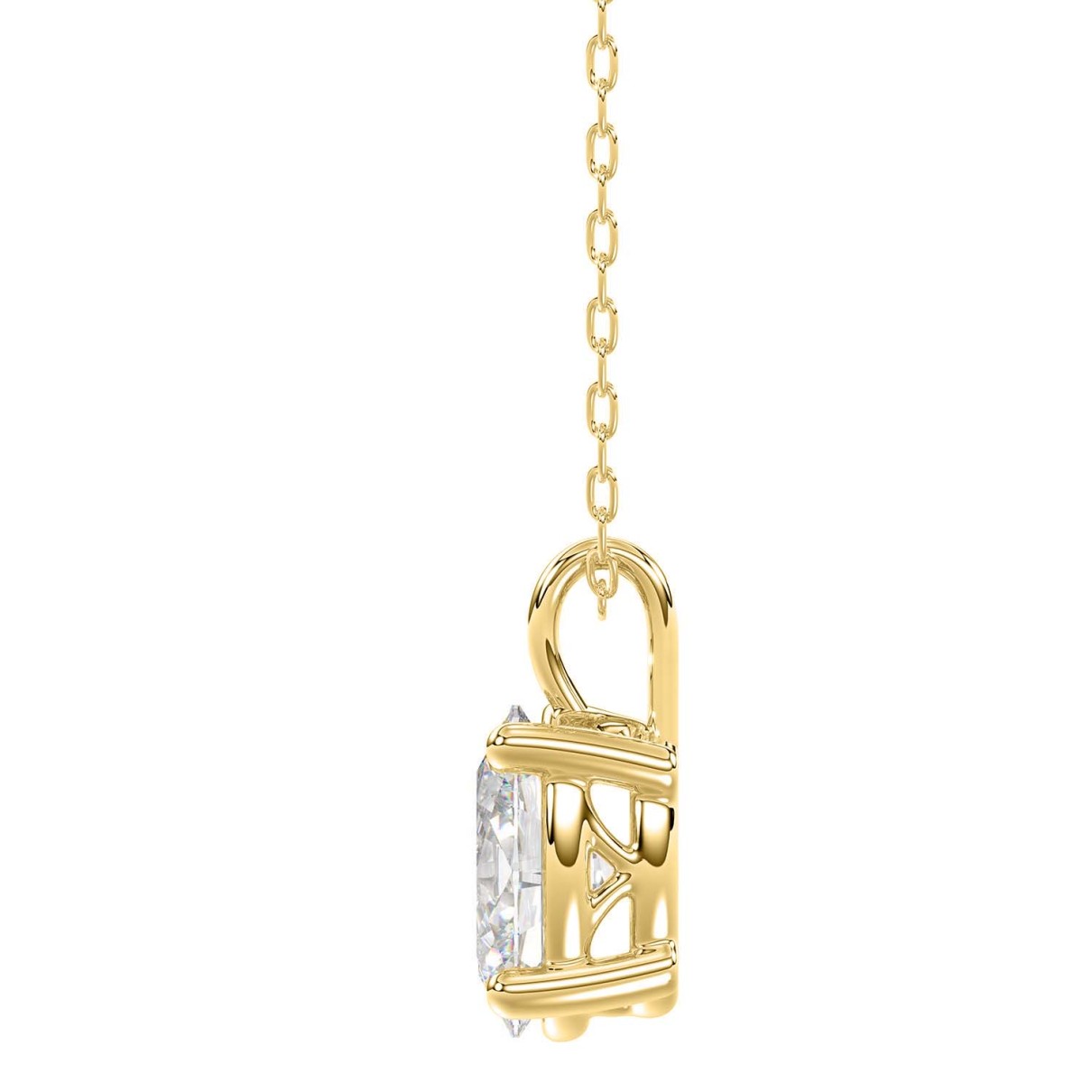 LADIES SOLITAIRE PENDANT 3CT OVAL DIAMOND 14K YELLOW GOLD