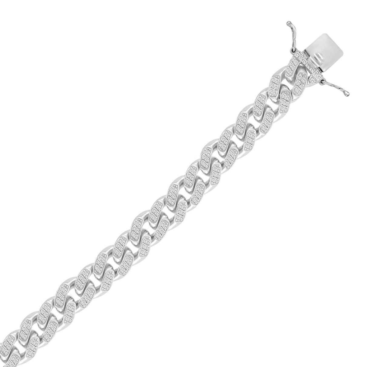 MENS BRACELET 2.80CT ROUND DIAMOND 14K WHITE GOLD 