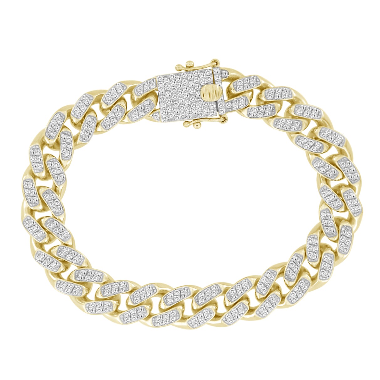 MENS BRACELET 2.80CT ROUND DIAMOND 14K YELLOW GOLD...