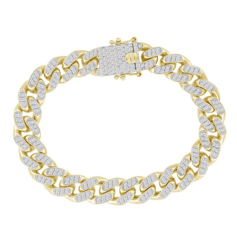 MENS BRACELET 2.80CT ROUND DIAMOND 14K YELLOW GOLD 