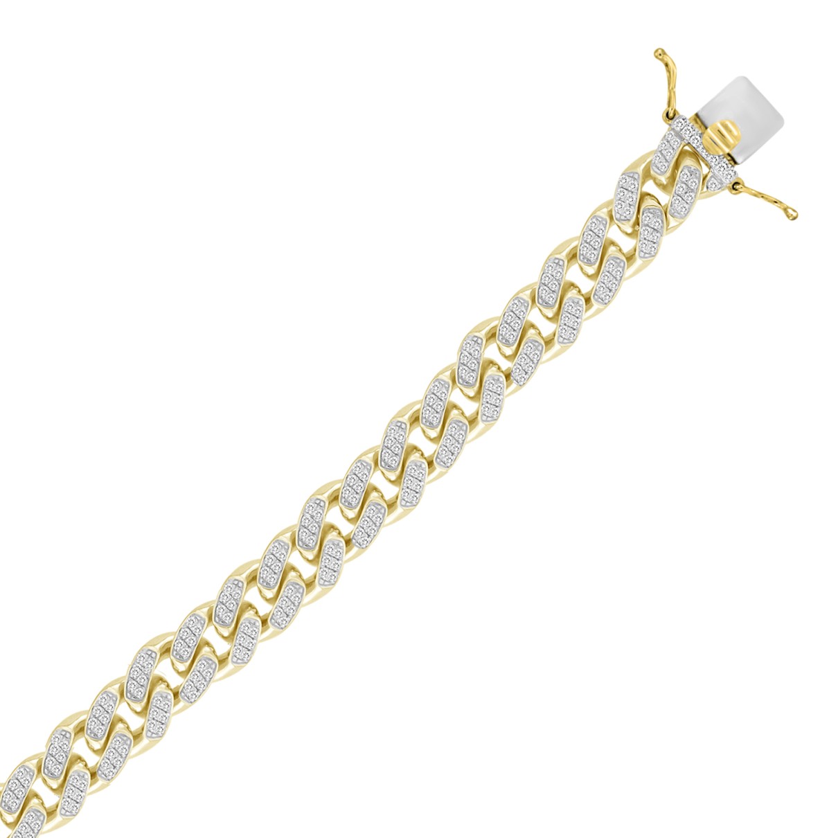 MENS BRACELET 2.80CT ROUND DIAMOND 14K YELLOW GOLD 