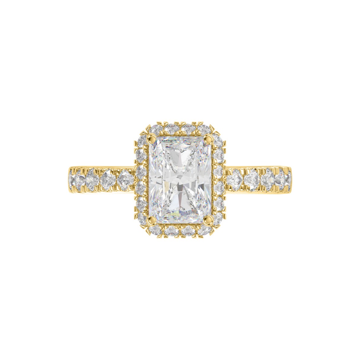 LADIES RING 4.00CT ROUND DIAMOND 18K YELLOW GOLD (CENTER STONE RADIANT DIAMOND 3CT )