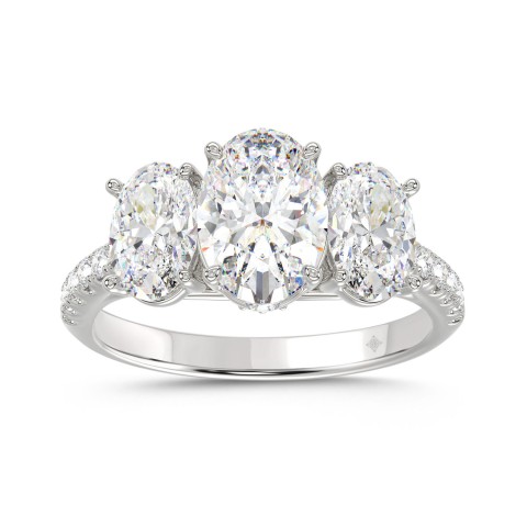 LADIES RING 2.25CT ROUND/OVAL DIAMOND 14K WHITE GOLD (CENTER STONE OVAL DIAMOND 1.00CT)