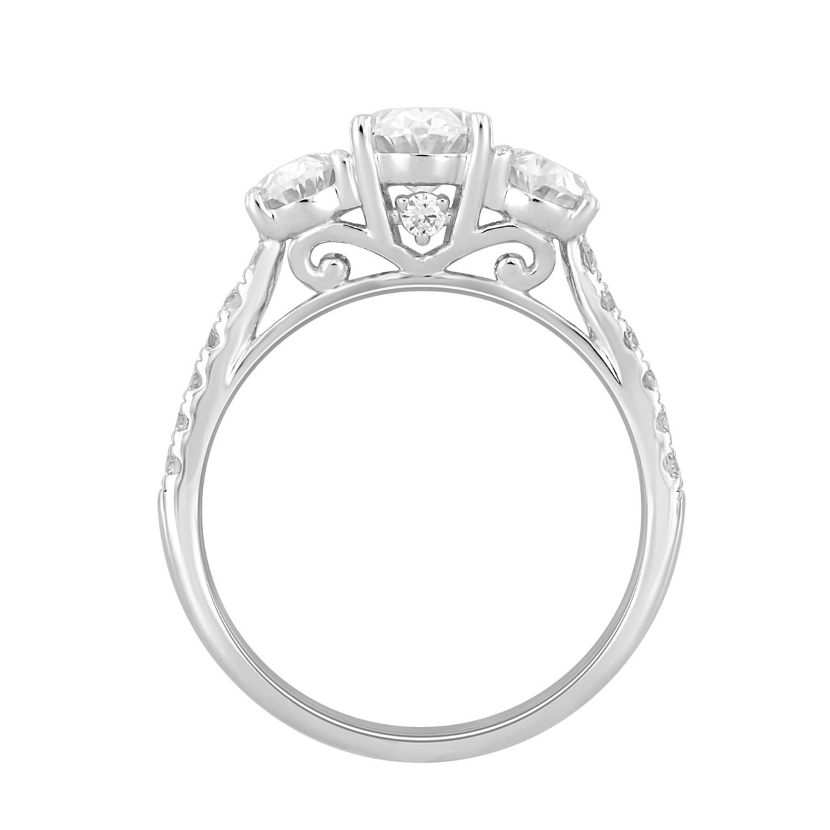 LADIES RING 2.25CT ROUND/OVAL DIAMOND 14K WHITE GOLD (CENTER STONE OVAL DIAMOND 1.00CT)