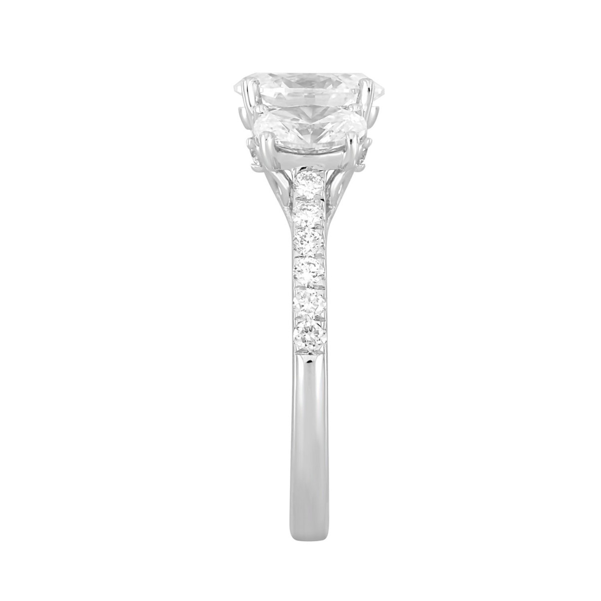 LADIES RING 2 1/4CT ROUND/OVAL DIAMOND 14K WHITE GOLD (CENTER STONE OVAL DIAMOND 1.00CT)