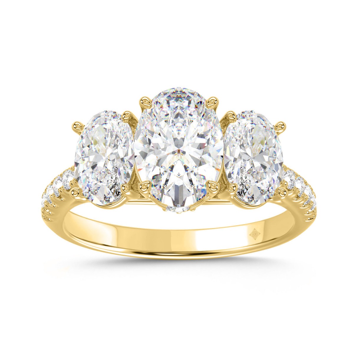 LADIES RING 2 1/4CT ROUND/OVAL DIAMOND 14K YELLOW GOLD (CENTER STONE OVAL DIAMOND 1.00CT)
