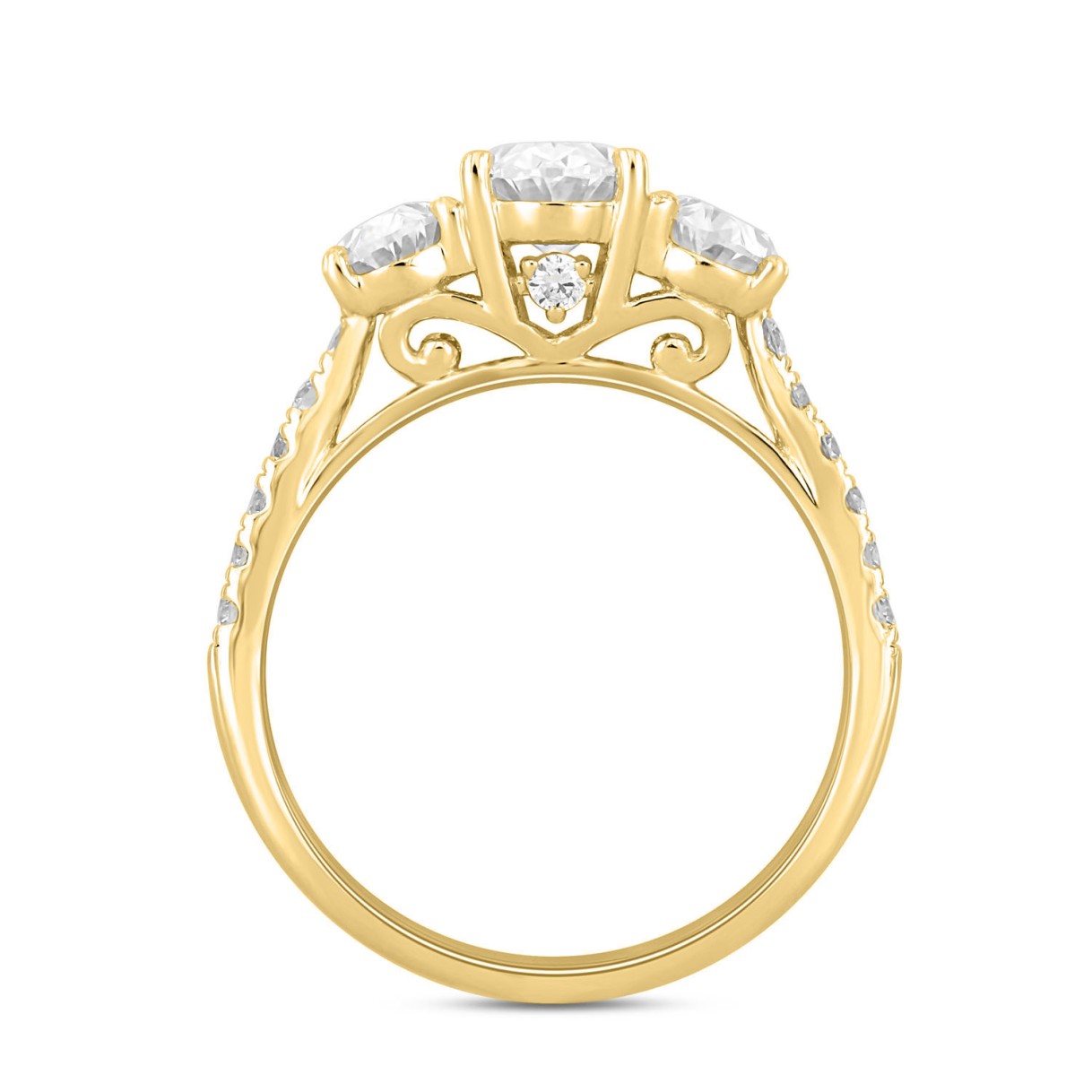LADIES RING 2 1/4CT ROUND/OVAL DIAMOND 14K YELLOW GOLD (CENTER STONE OVAL DIAMOND 1.00CT)