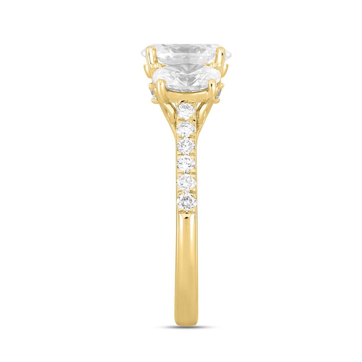 LADIES RING 2 1/4CT ROUND/OVAL DIAMOND 14K YELLOW GOLD (CENTER STONE OVAL DIAMOND 1.00CT)