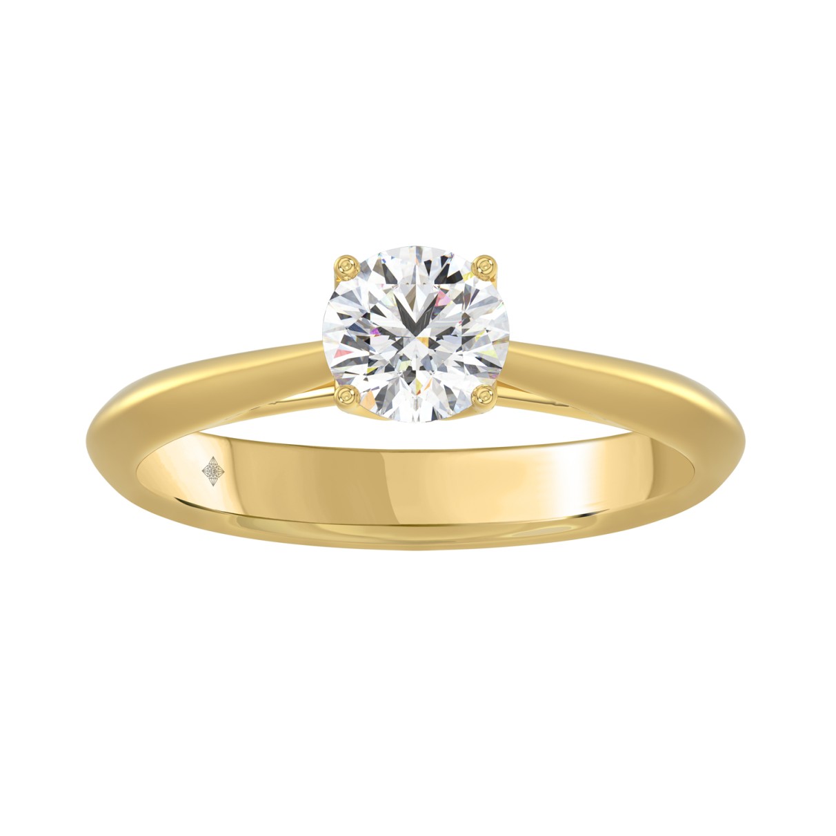 LADIES RING 0.75CT ROUND DIAMOND 14K YELLOW GOLD ...