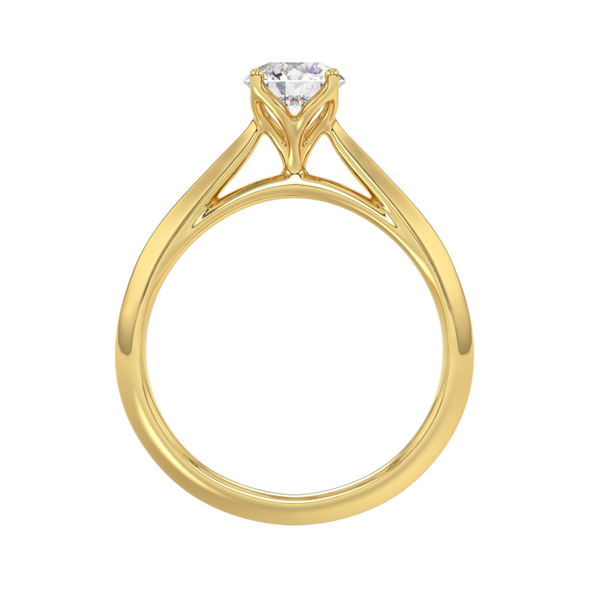 LADIES RING 0.75CT ROUND DIAMOND 14K YELLOW GOLD 