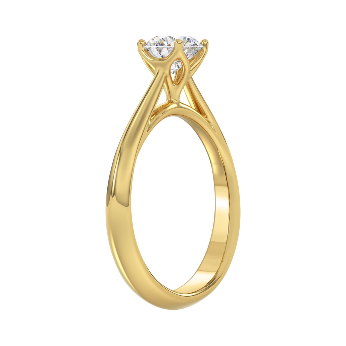 LADIES RING 0.75CT ROUND DIAMOND 14K YELLOW GOLD 