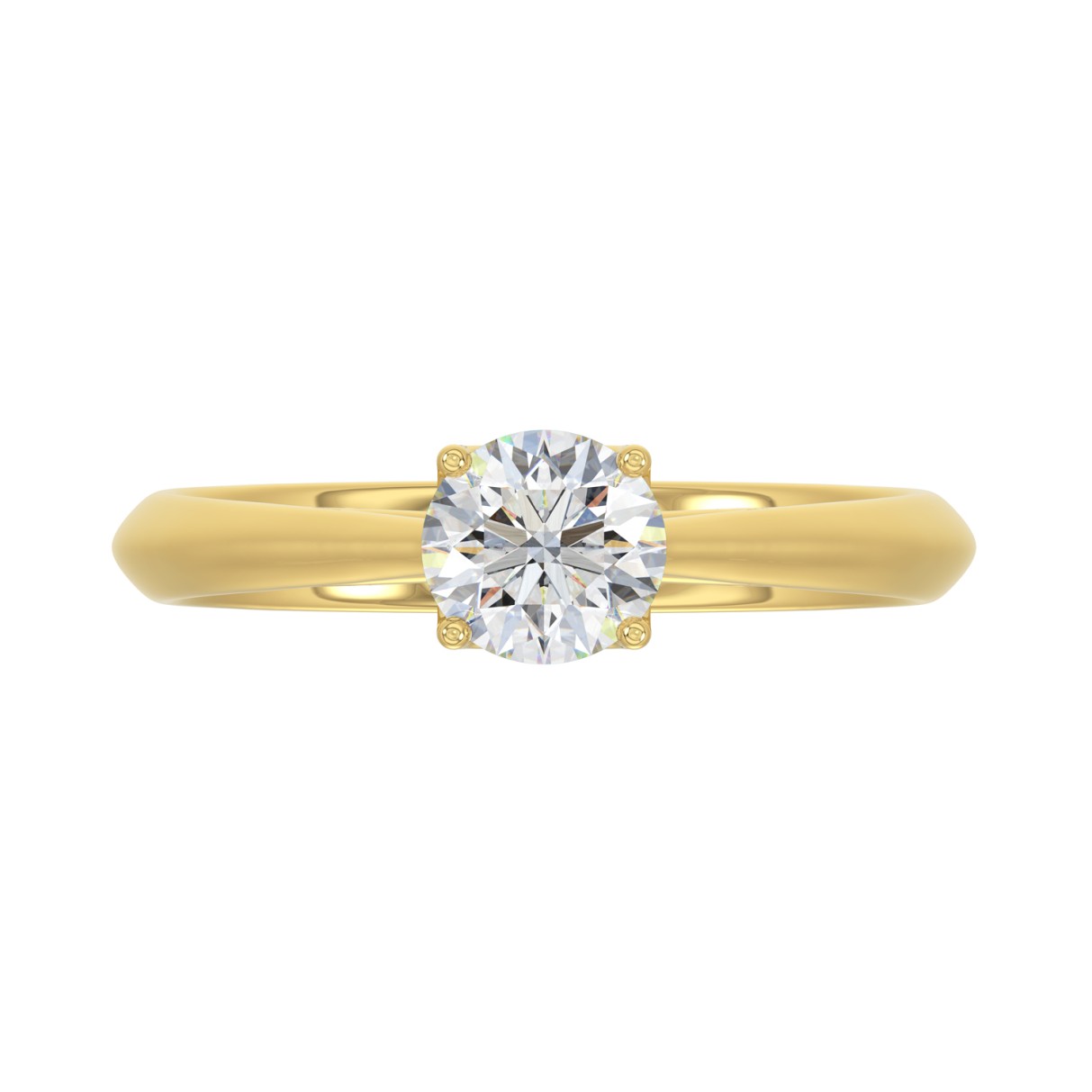 LADIES RING 0.75CT ROUND DIAMOND 14K YELLOW GOLD 