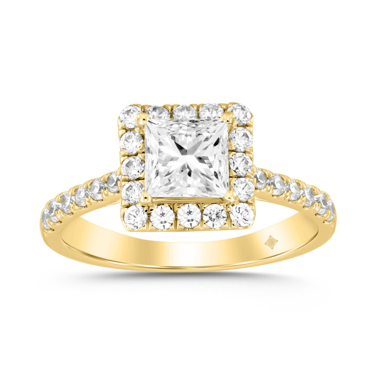 LADIES RING 0.75CT ROUND/PRINCESS DIAMOND 14K YELLOW GOLD (CENTER STONE PRINCESS DIAMOND 1/2CT)