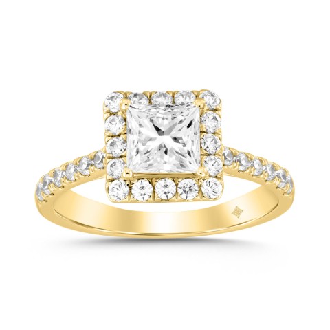 LADIES RING 3/4CT ROUND/PRINCESS DIAMOND 14K YELLOW GOLD (CENTER STONE PRINCESS DIAMOND 1/2CT)