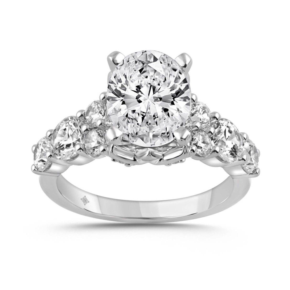 14K WHITE GOLD 4 1/2CT ROUND/OVAL DIAMOND LADIES R...