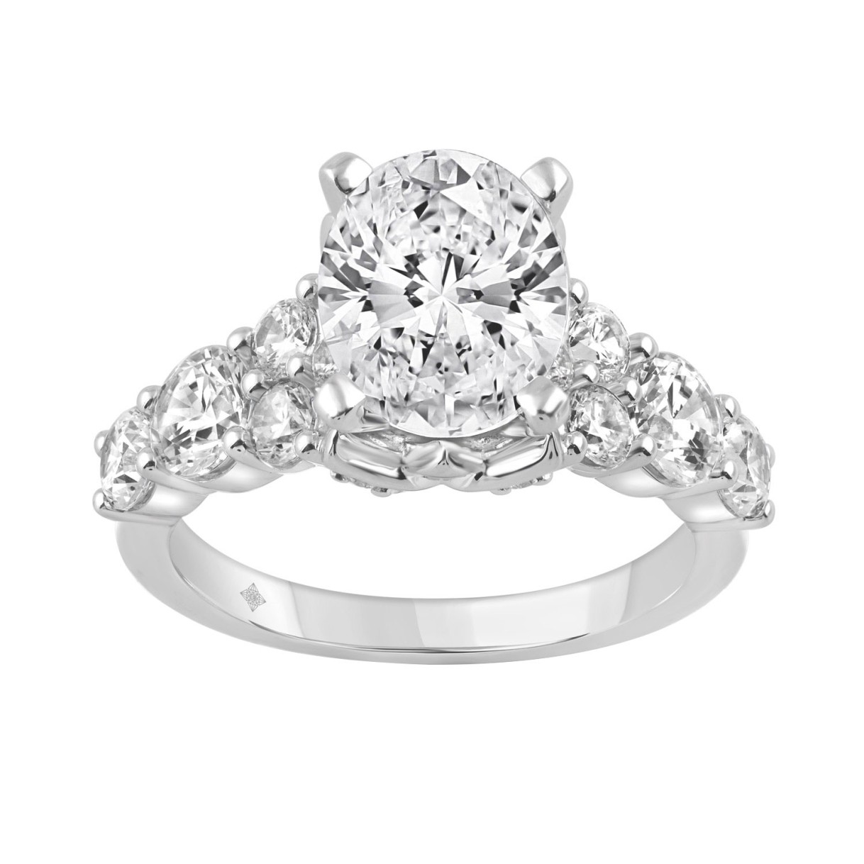 14K WHITE GOLD 4 1/2CT ROUND/OVAL DIAMOND LADIES R...