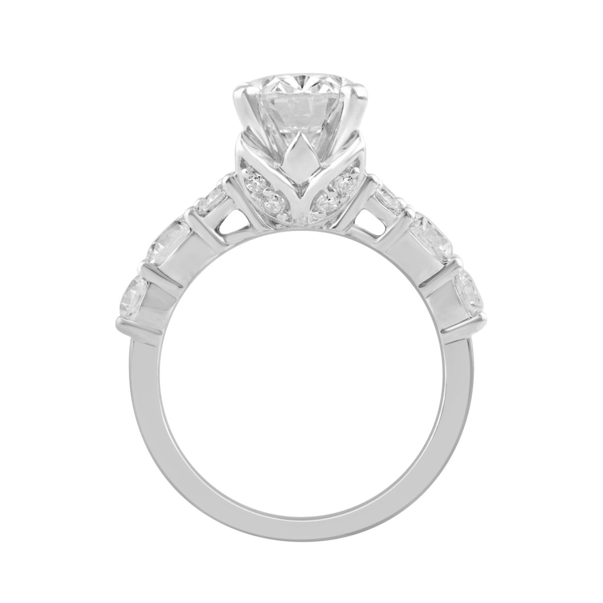 14K WHITE GOLD 4 1/2CT ROUND/OVAL DIAMOND LADIES RING (CENTER STONE OVAL DIAMOND 3CT)