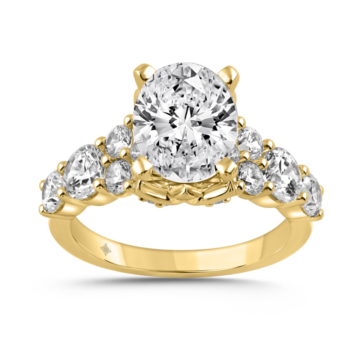 14K YELLOW GOLD 4 1/2CT ROUND/OVAL DIAMOND LADIES ...