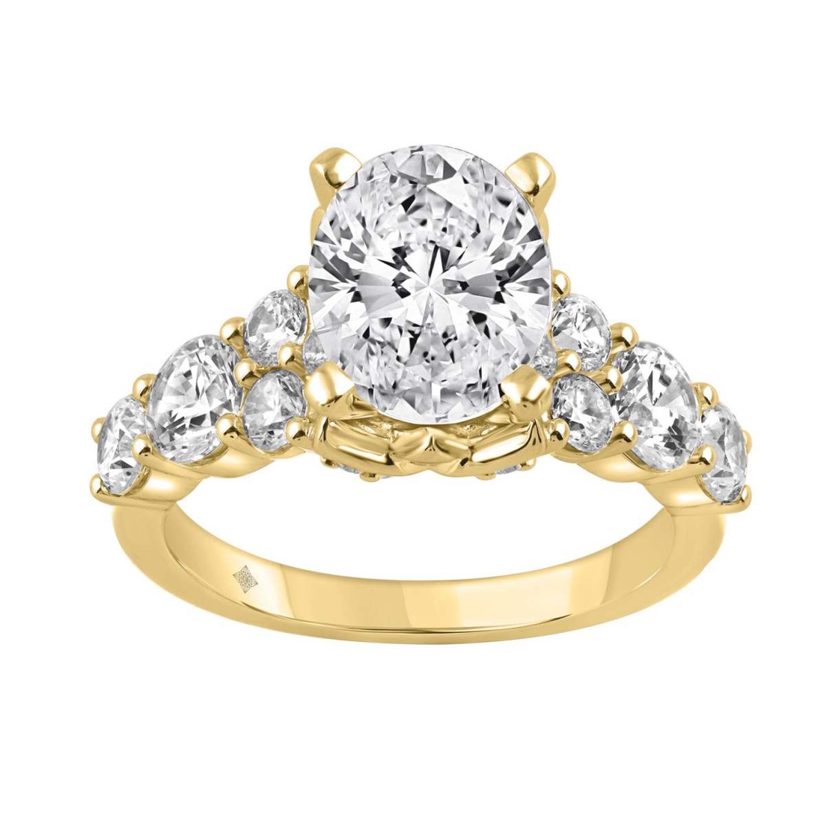 14K YELLOW GOLD 4 1/2CT ROUND/OVAL DIAMOND LADIES ...