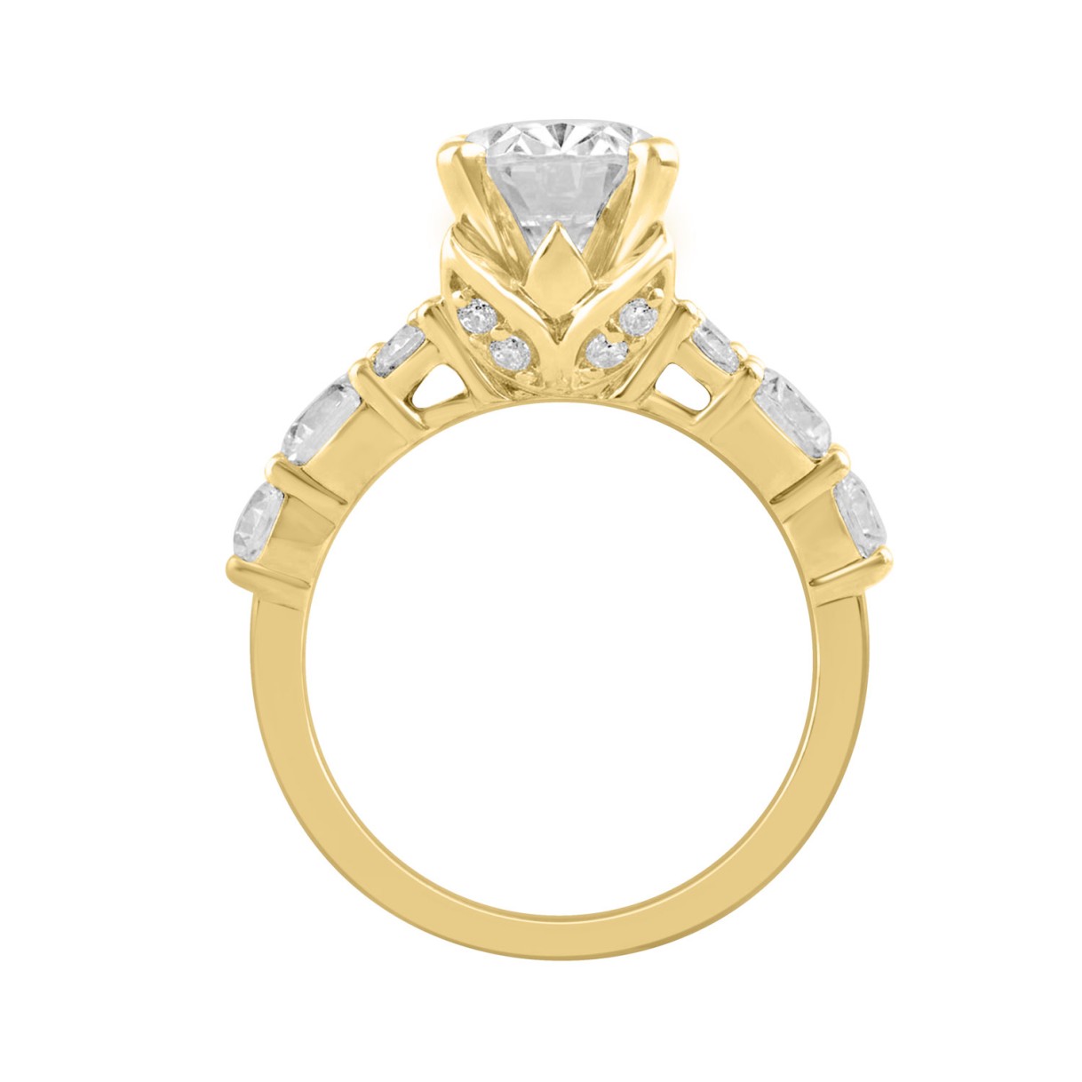 14K YELLOW GOLD 4 1/2CT ROUND/OVAL DIAMOND LADIES RING (CENTER STONE OVAL DIAMOND 3CT)