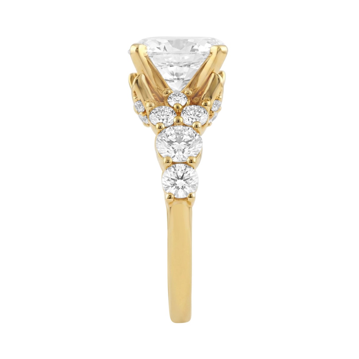 14K YELLOW GOLD 4 1/2CT ROUND/OVAL DIAMOND LADIES RING (CENTER STONE OVAL DIAMOND 3CT)