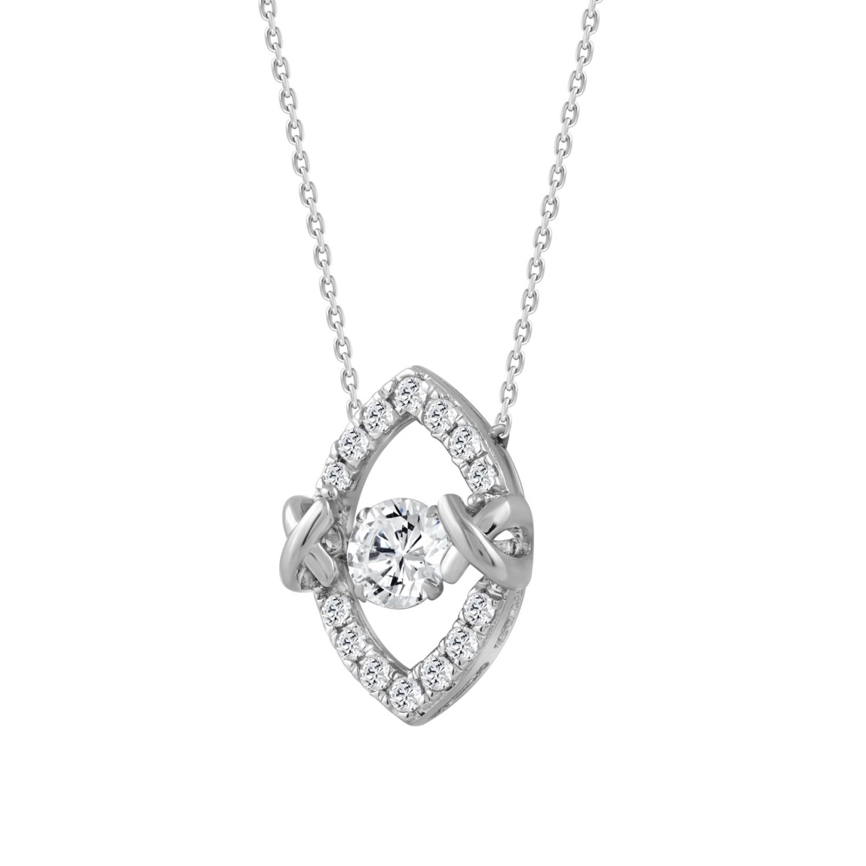 14K WHITE GOLD 3/4CT ROUND DIAMOND LADIES PENDANT