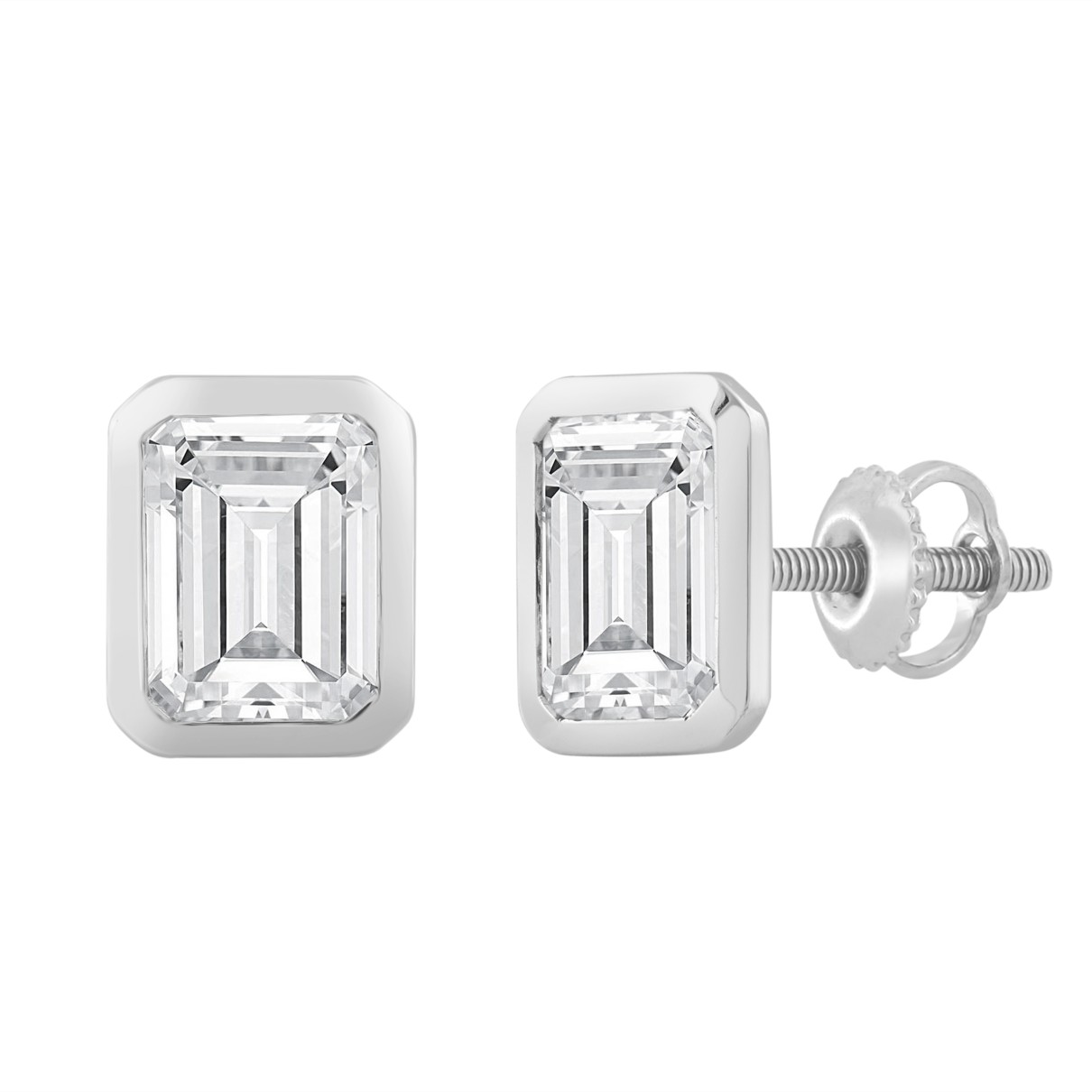 LADIES SOLITAIRE EARRINGS 4.00CT 14K WHITE GOLD