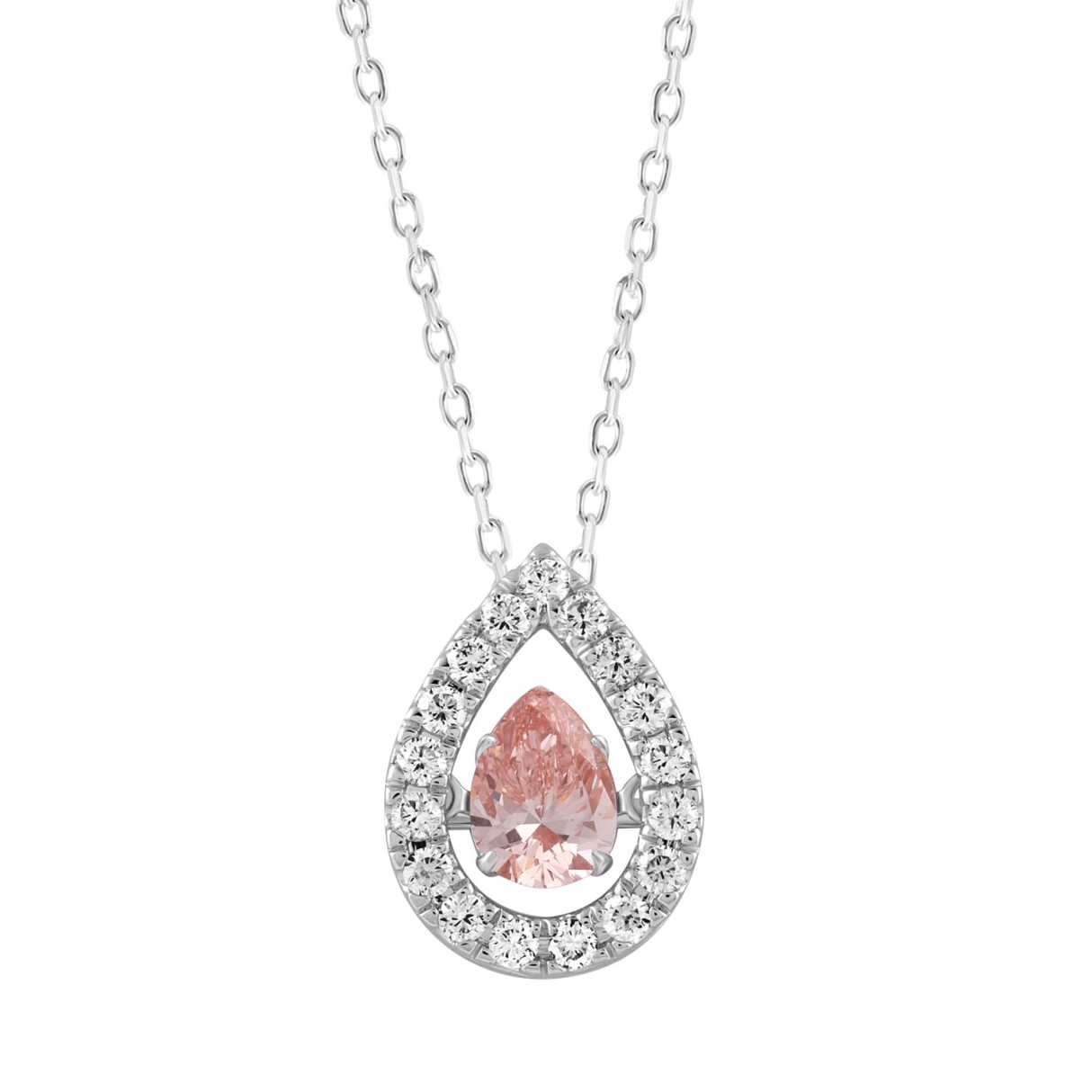 LADIES PENDANT WITH CHAIN 3/4CT ROUND/PEAR DIAMOND...