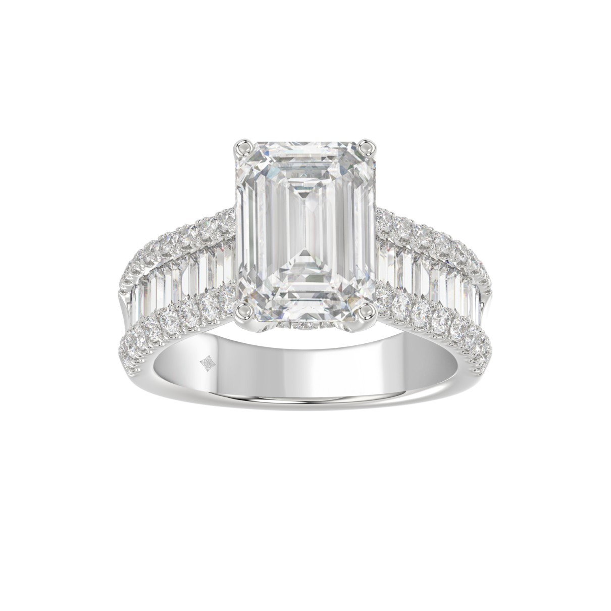 14K WHITE GOD 1 1/4CT ROUND/BAGUETTE/RADIANT DIAMO...