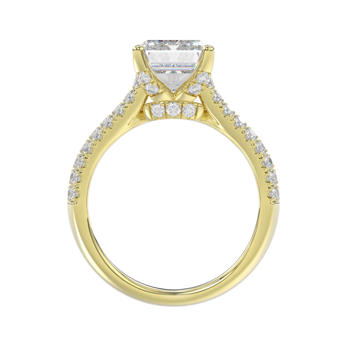 14K YELLOW GOD 1 1/4CT ROUND/BAGUETTE/RADIANT DIAMOND SEMI MOUNT LADIES RING (CENTER STONE RADIANT DIAMOND 4.00CT)