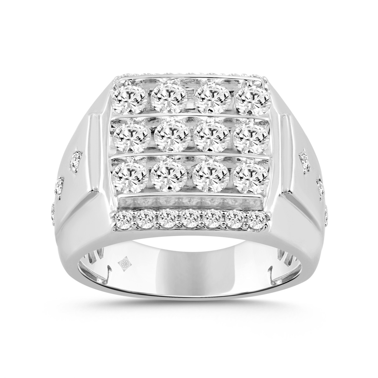 10K WHITE GOLD 2.00CT ROUND DIAMOND MEN'S RING...