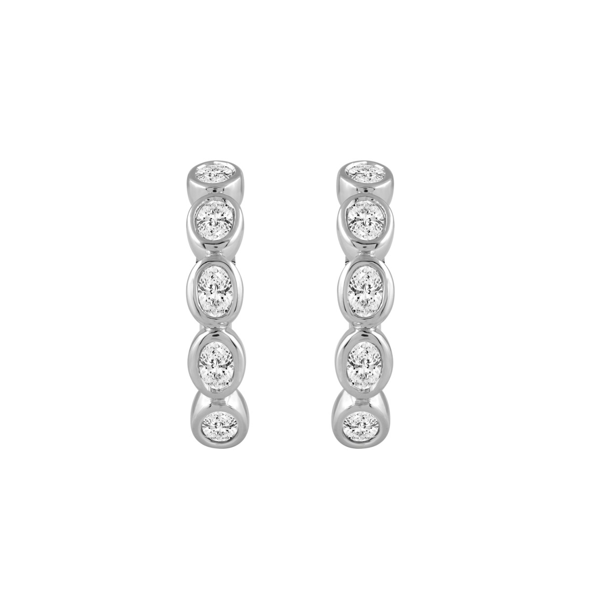 14K WHITE GOLD 1.00CT OVAL DIAMOND LADIES EARRINGS