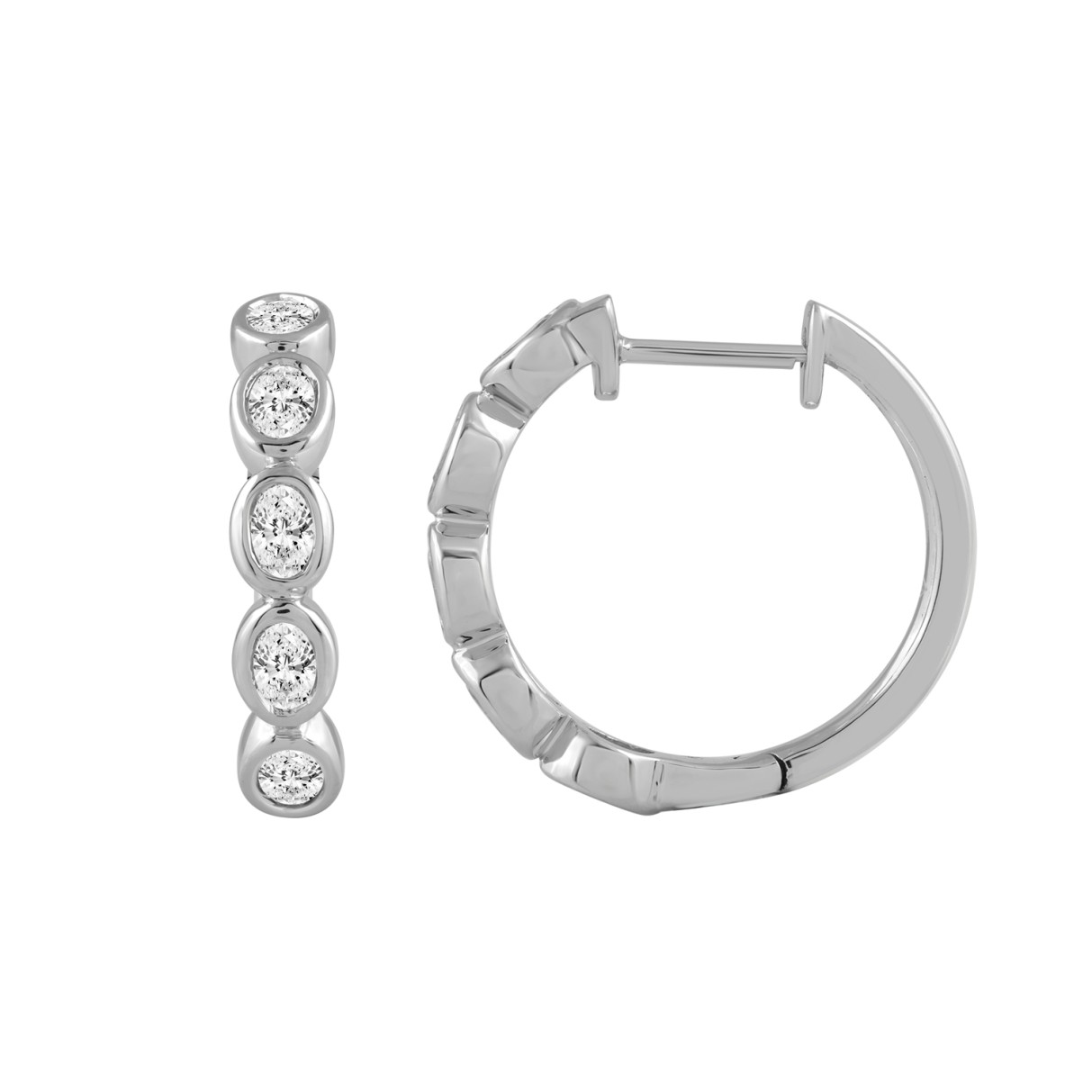 14K WHITE GOLD 1.00CT OVAL DIAMOND LADIES EARRINGS