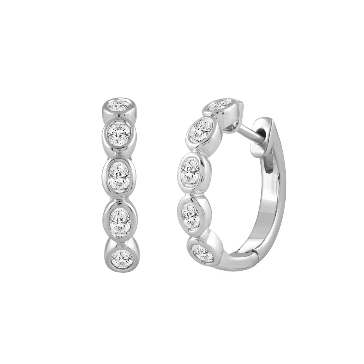 14K WHITE GOLD 1.00CT OVAL DIAMOND LADIES EARRINGS