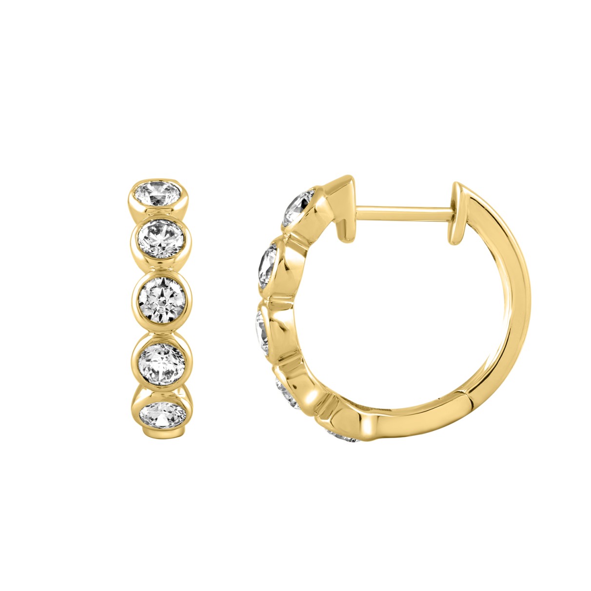 14K YELLOW GOLD 1.00CT ROUND DIAMOND LADIES EARRINGS