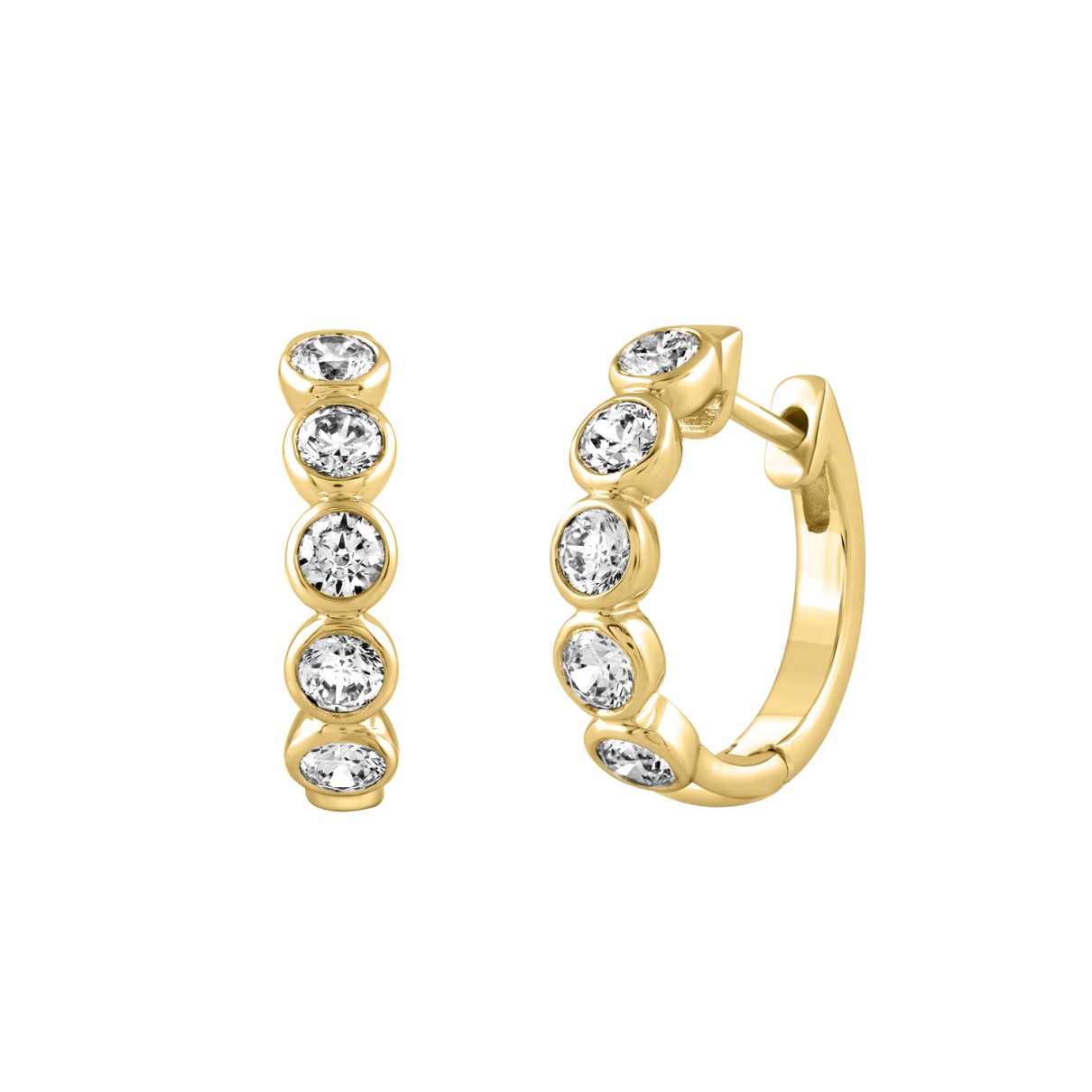 14K YELLOW GOLD 1.00CT ROUND DIAMOND LADIES EARRINGS