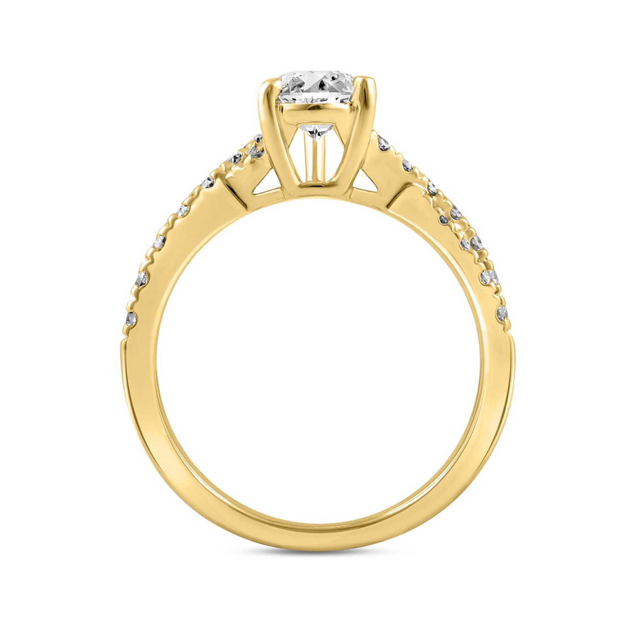 LADIES RING 1 1/2CT ROUND/PEAR DIAMOND 18K YELLOW GOLD (CENTER STONE PEAR DIAMOND 1.00CT)