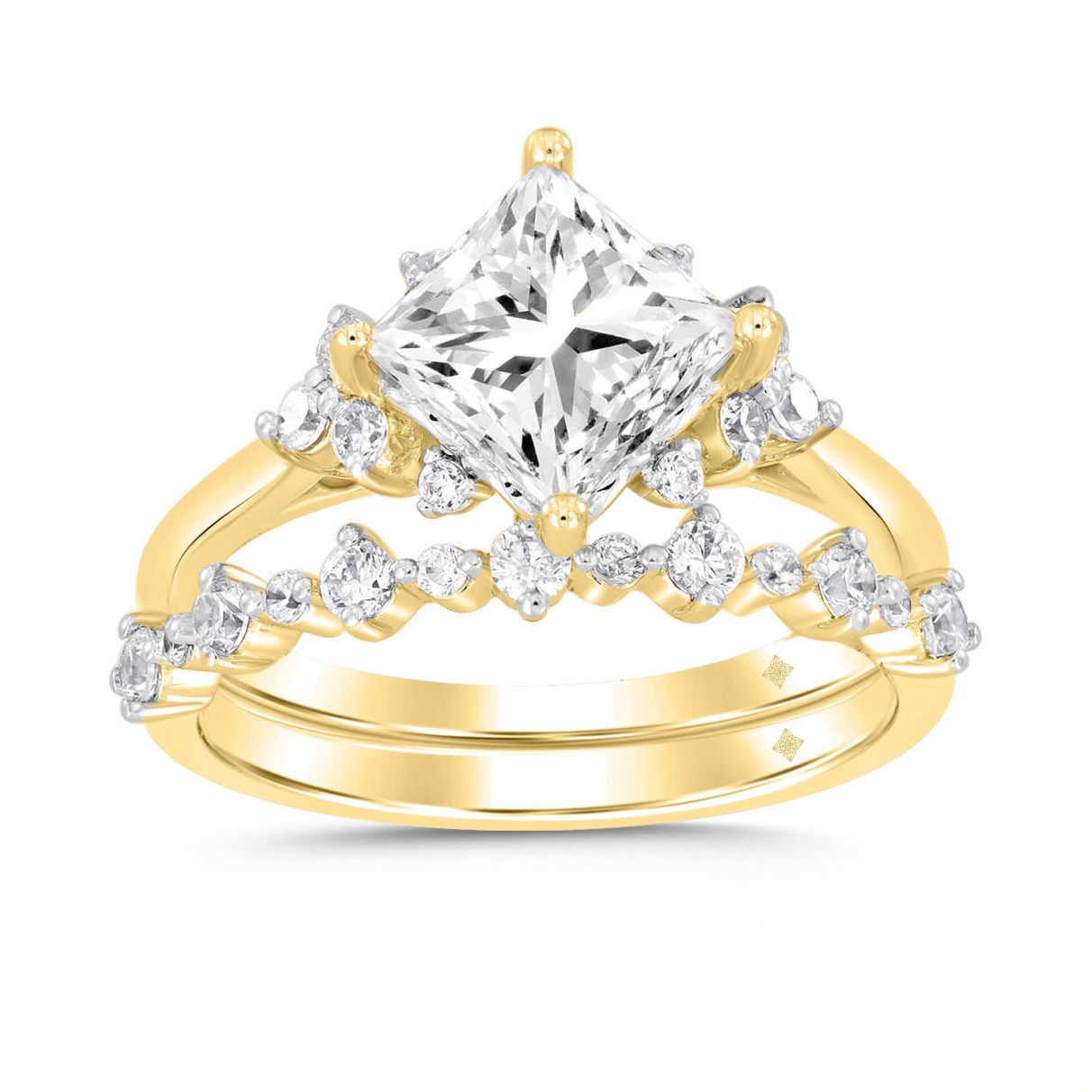 LADIES BRIDAL SET 1 1/2CT ROUND DIAMOND 18K YELLOW...