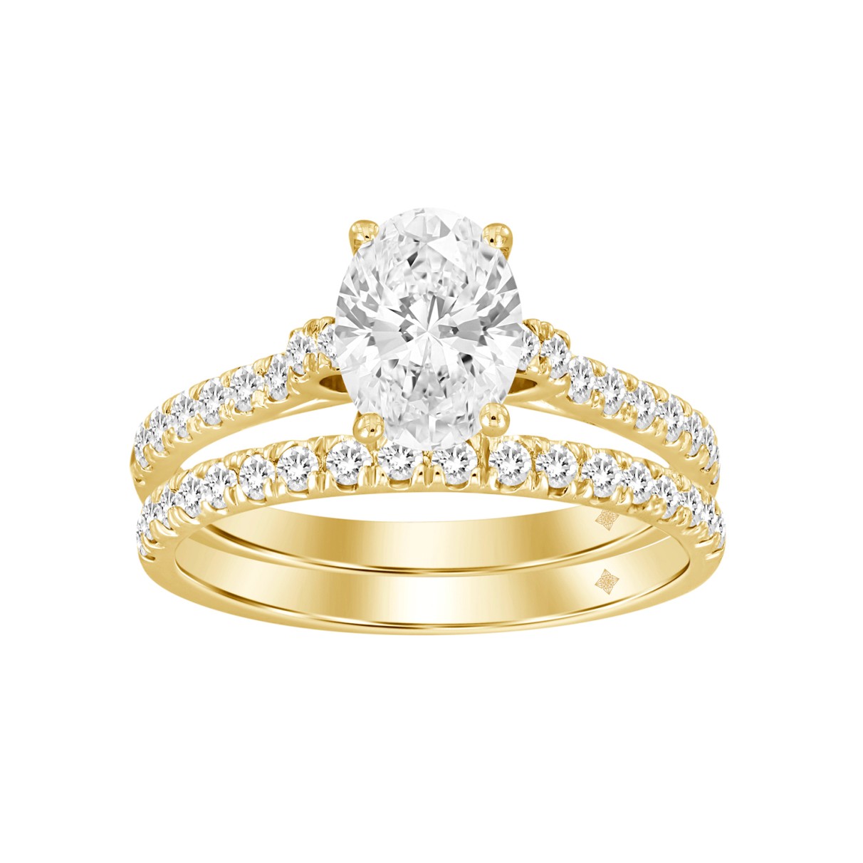 LADIES BRIDAL SET 1 1/2CT ROUND/OVAL DIAMOND 18K Y...