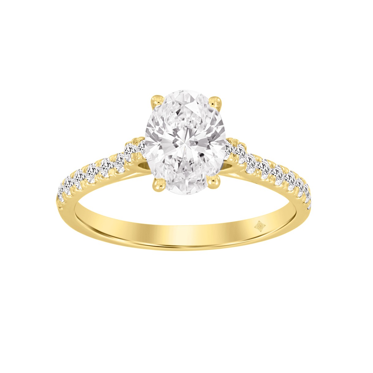 LADIES BRIDAL SET 1 1/2CT ROUND/OVAL DIAMOND 18K YELLOW GOLD (CENTER STONE OVAL DIAMOND 1.00CT)